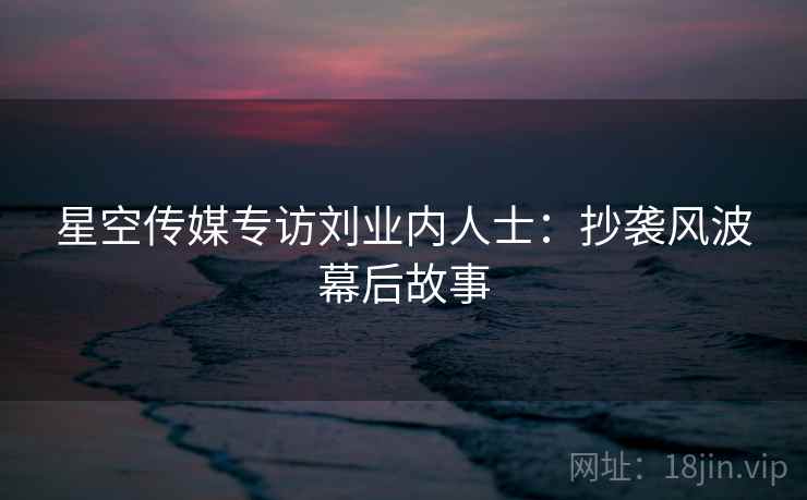 星空传媒专访刘业内人士：抄袭风波幕后故事